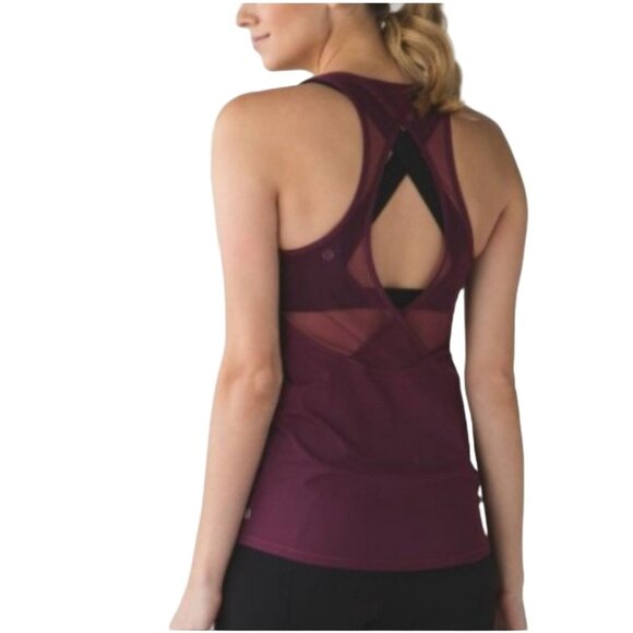 Lululemon Tranqui Tank Mesh Open Back Top Red Grape - Picture 10 of 10